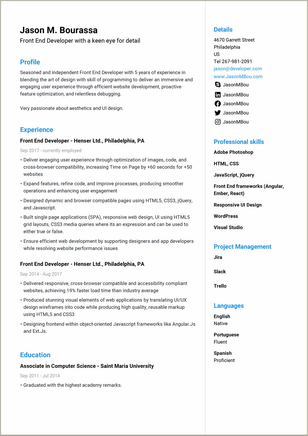 Sample Resume Format For Pg Students
