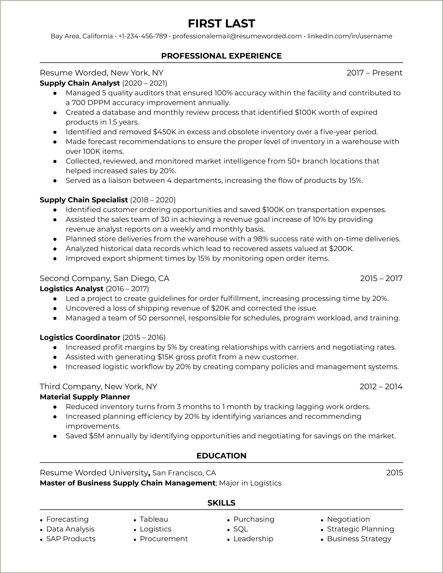 Sample Resume Formats For Mid Level