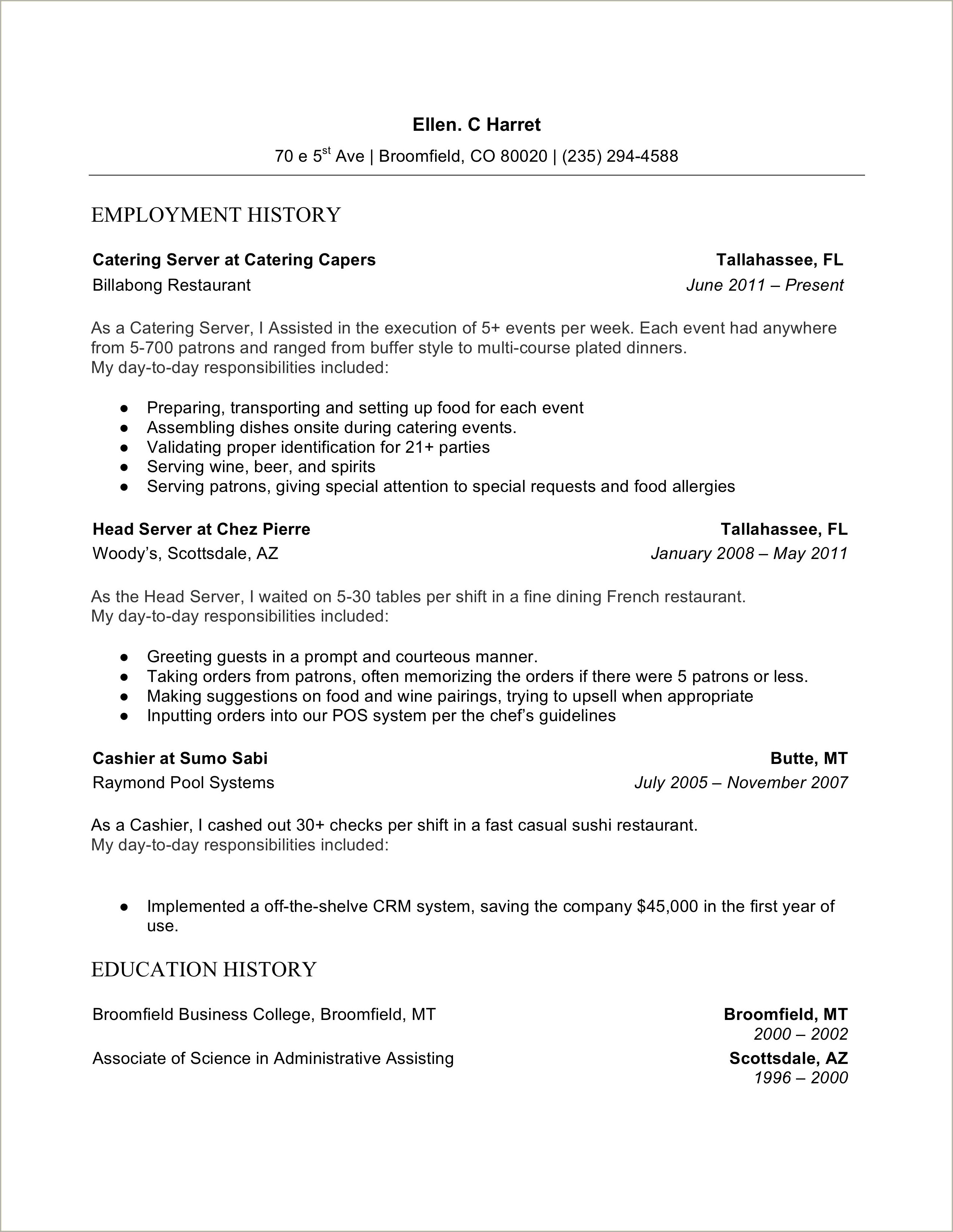 Sample Resume Formats To Fit Alot Of Information