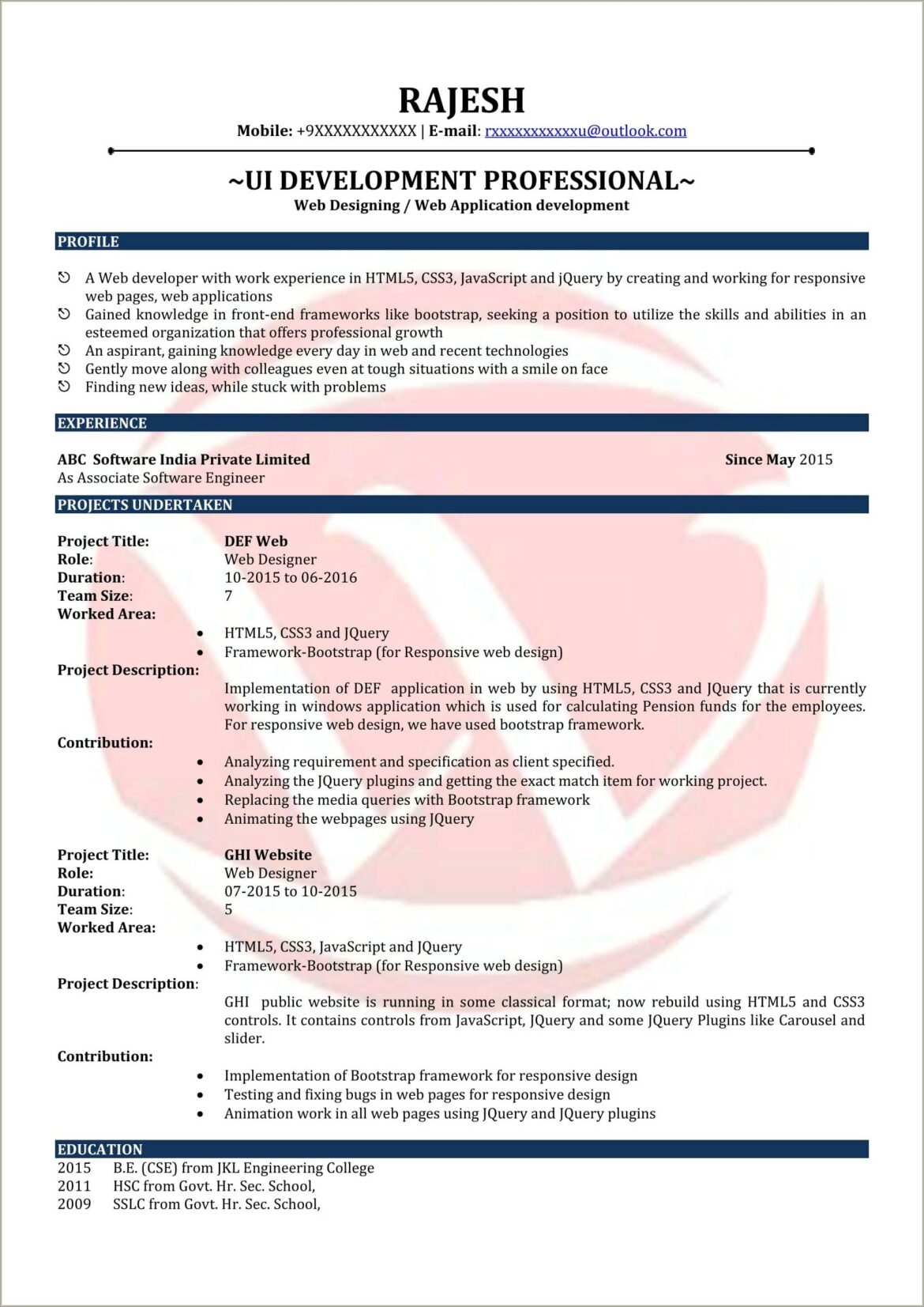 Sample Resume Fresher Lecturer Engineering College
