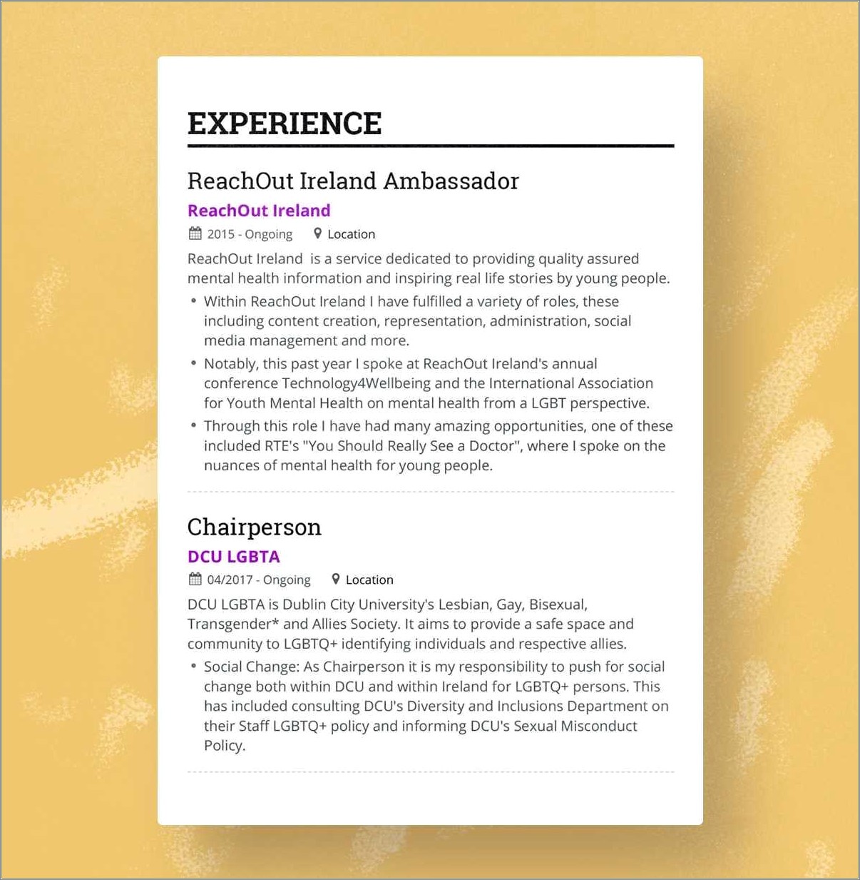 Sample Resume Headline For Freshers Examples