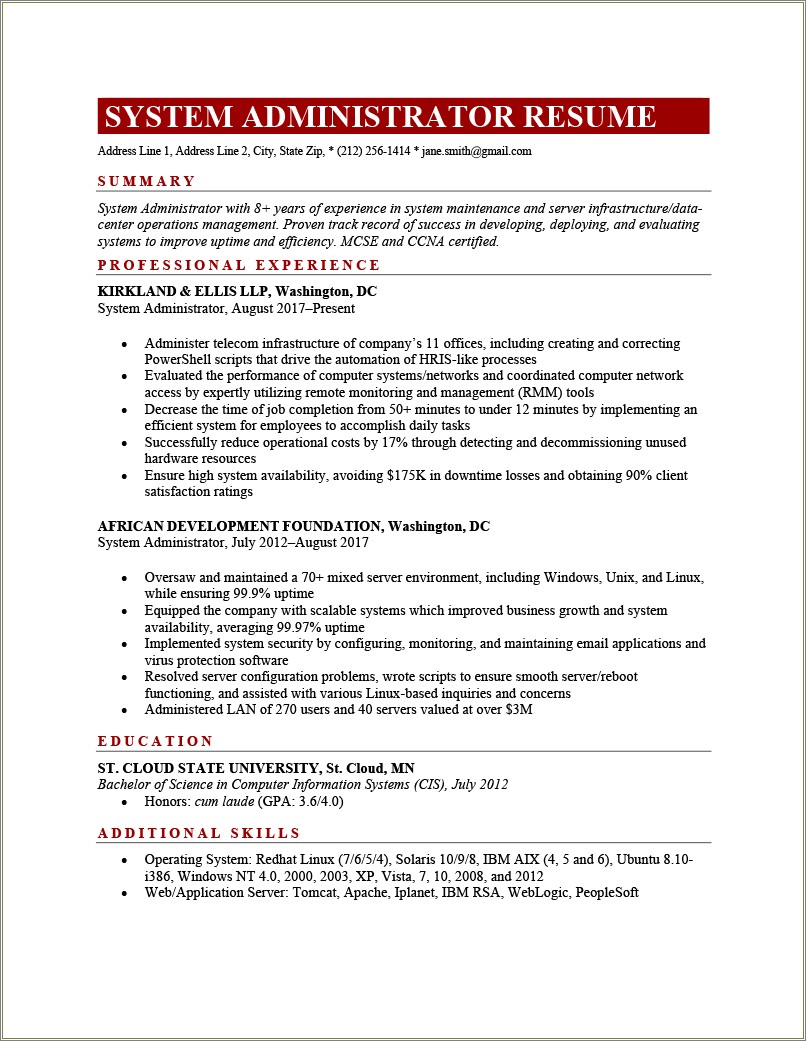 Sample Resume Healthcare Administrator With 10 Years Experience