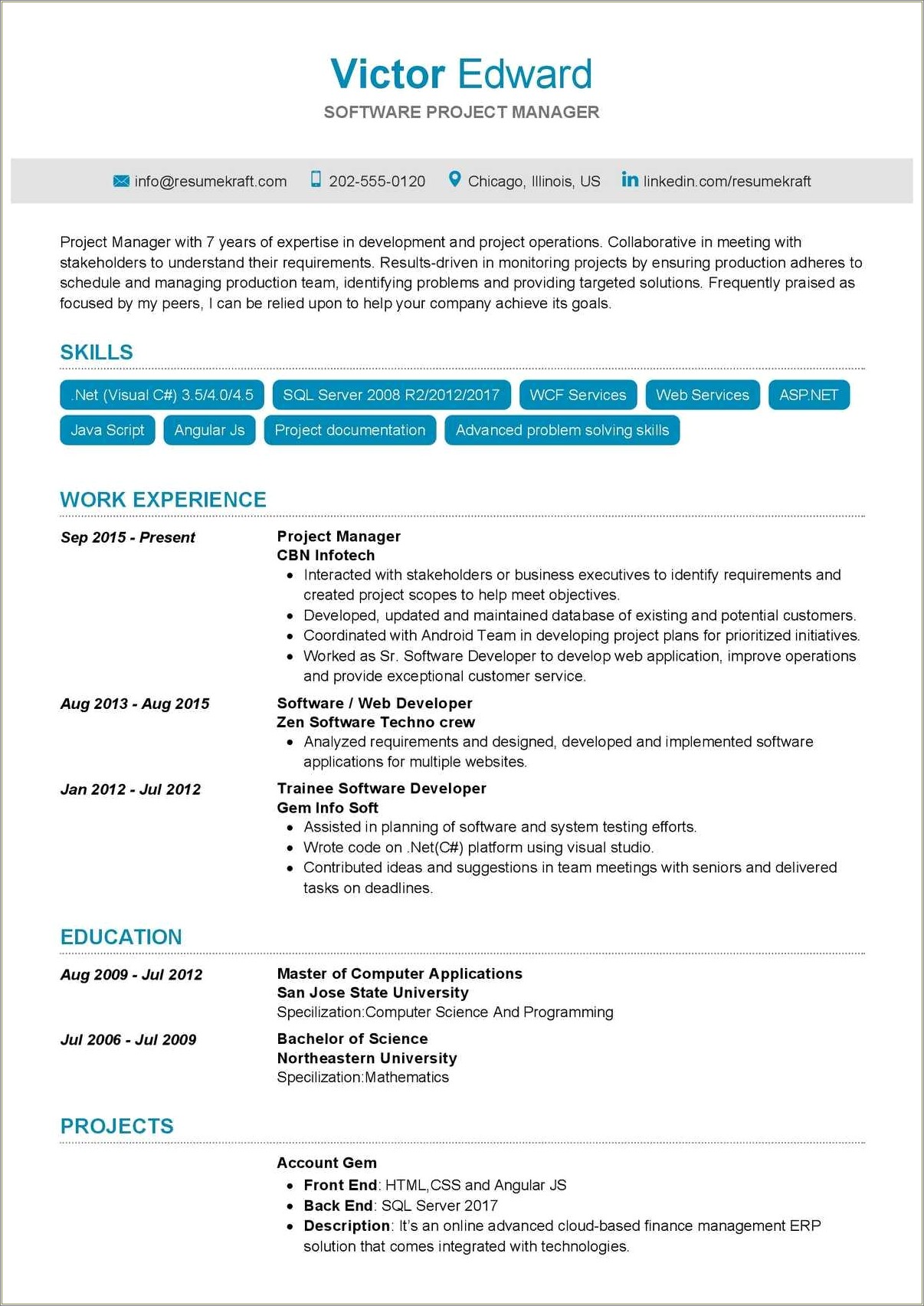 Sample Resume Information Technology Project Manager