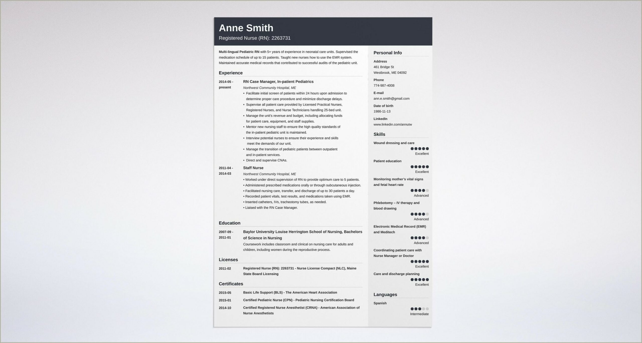 Sample Resume Job Description For Nurses