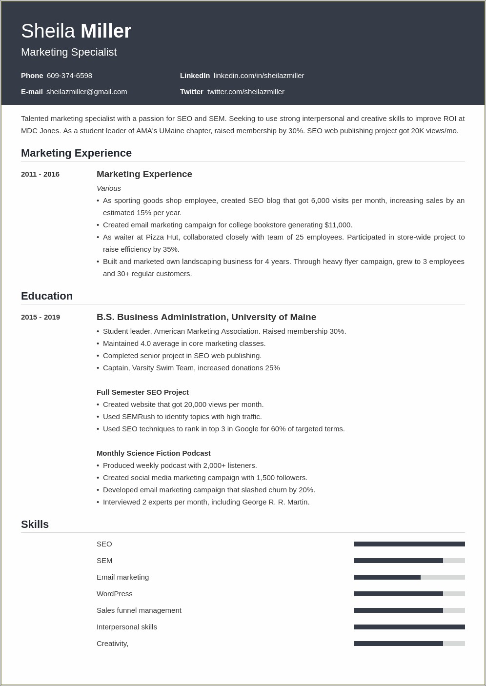 Sample Resume Leadership Achievements As College Graduate