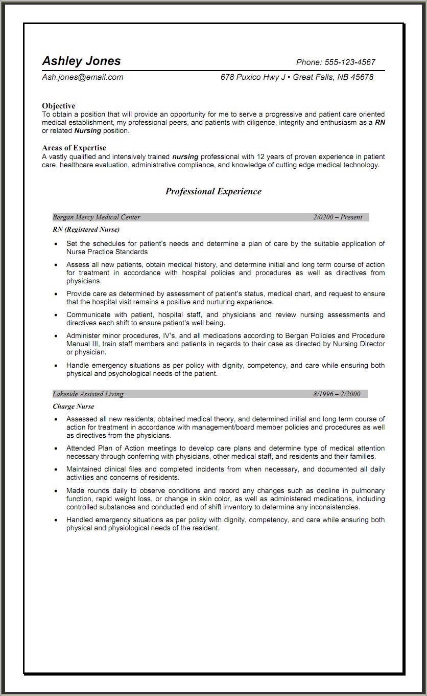 Sample Resume Objective For Health Professionals