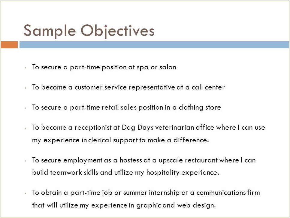 Sample Resume Objective For High School Summer Job