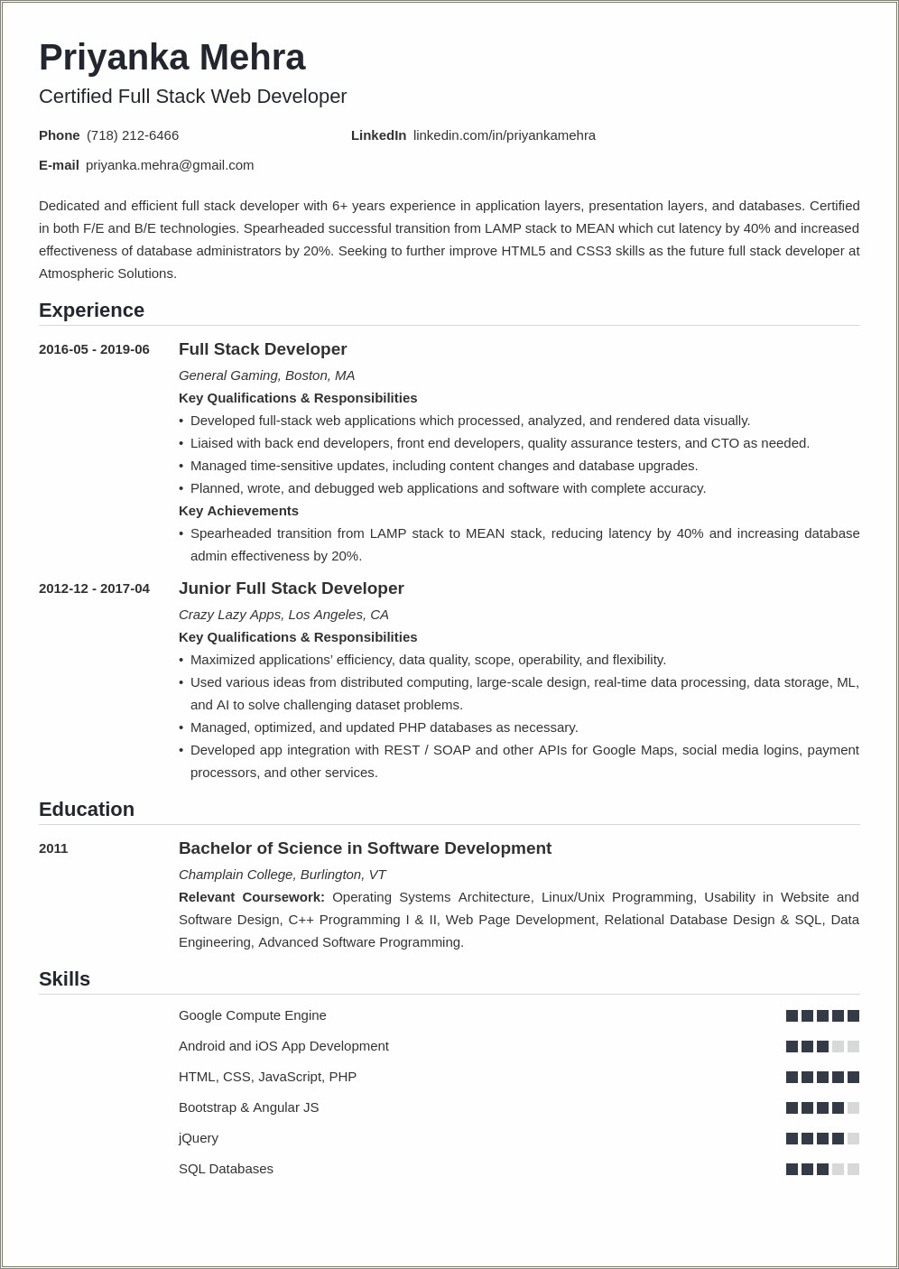 Sample Resume Objective For Java Developer