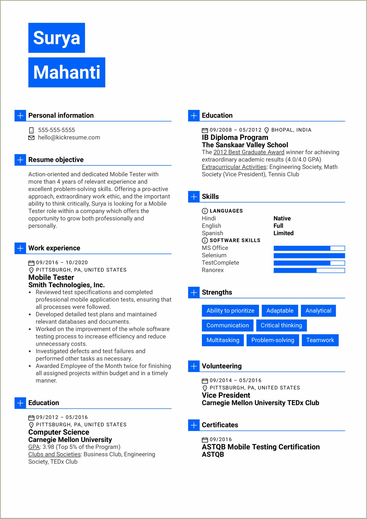 Sample Resume Objective For Masters Program