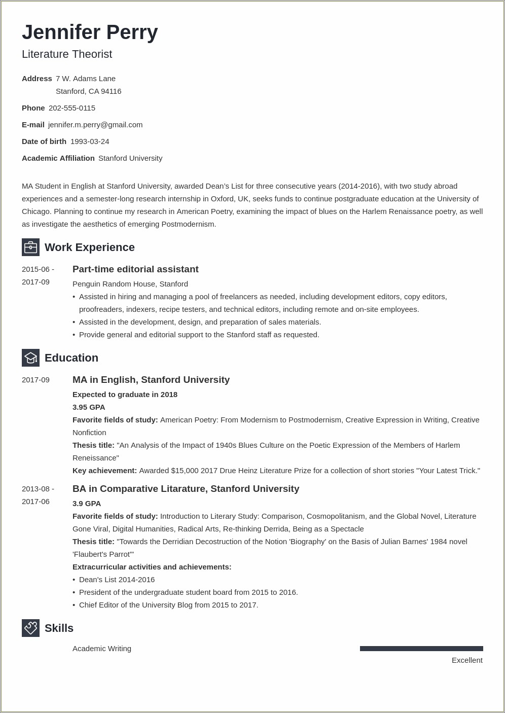 Sample Resume Objective For Working Abroad