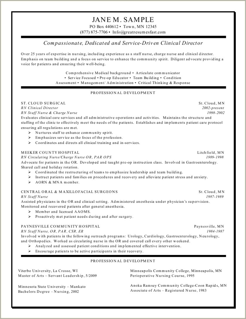 Sample Resume Objectives For Registered Nurses