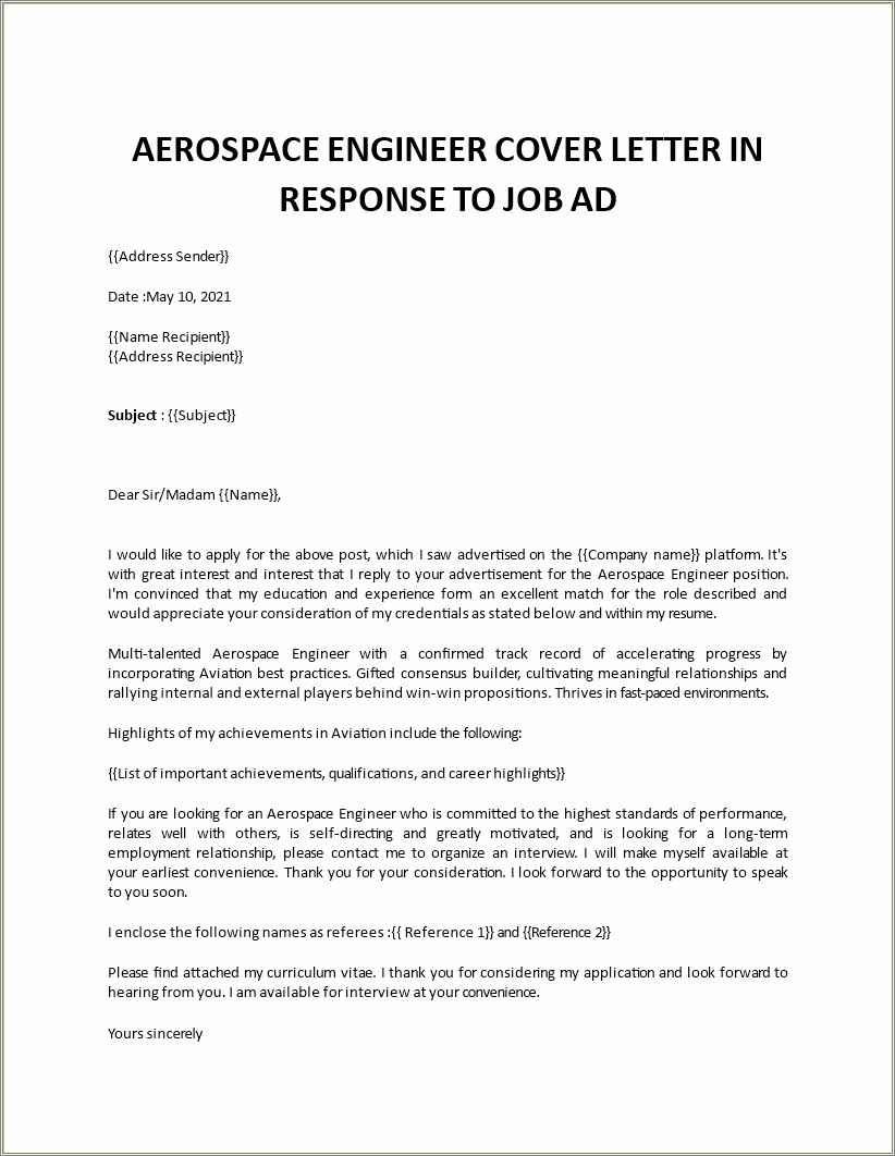 Sample Resume Of A Experienced Aerospace Engineer