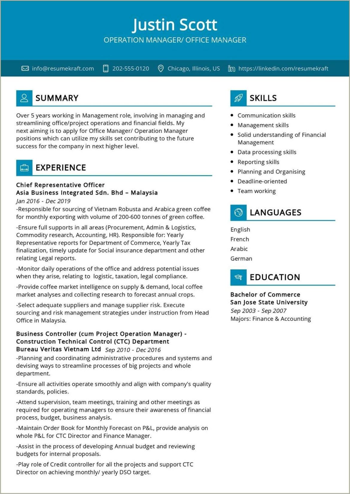 Sample Resume Of A Operations Manager