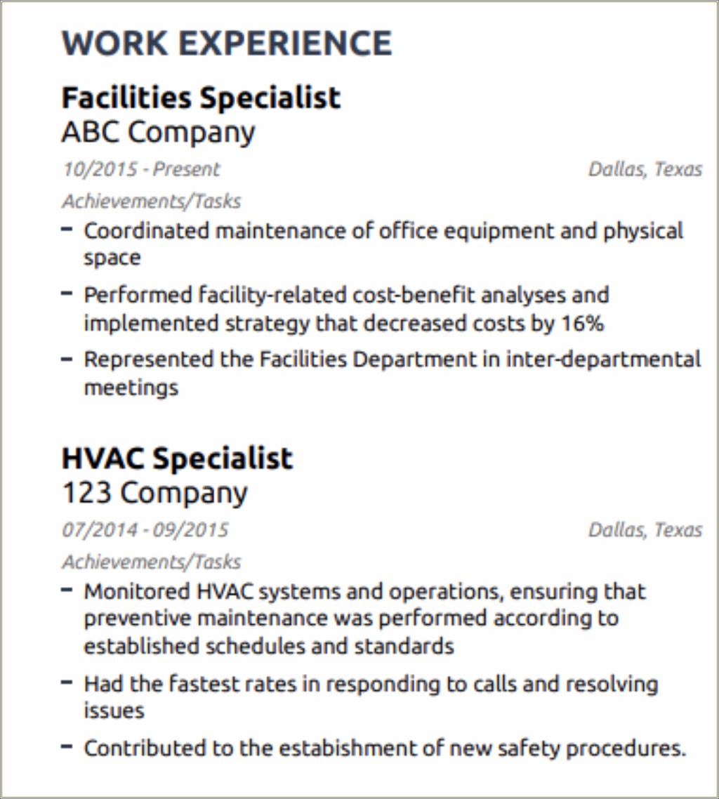 Sample Resume Of Air Conditioning Technician
