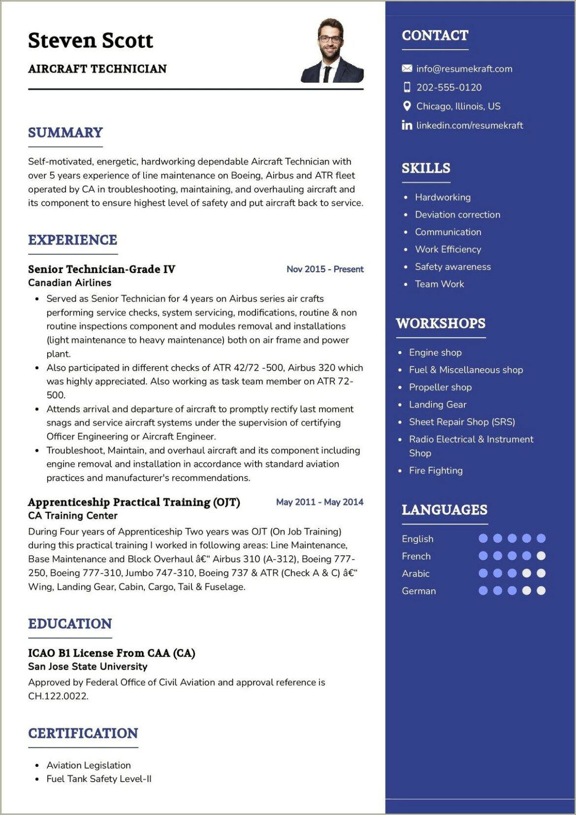 Sample Resume Of Aircraft Engine Mechanic