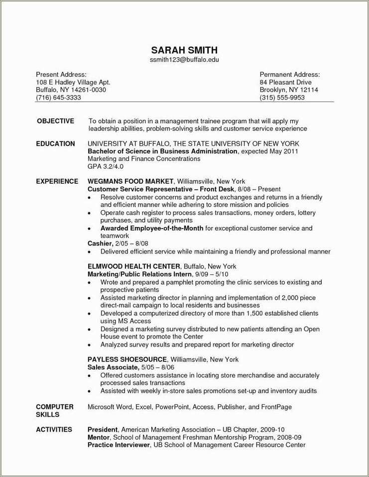 Sample Resume Of Clothing Sales Associate