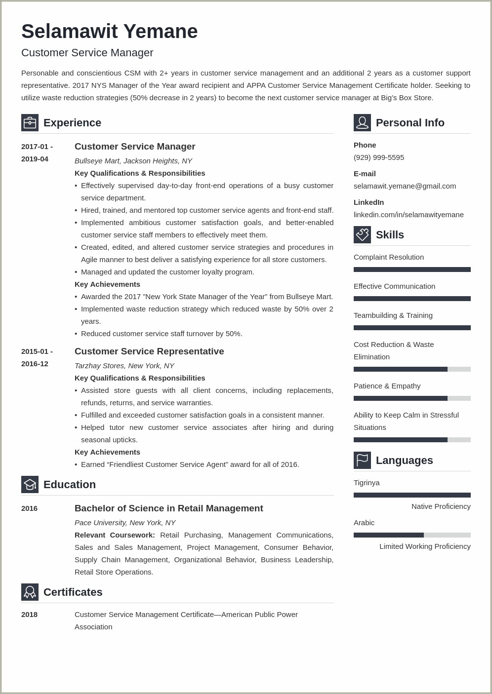 Sample Resume Of Customer Support Manager