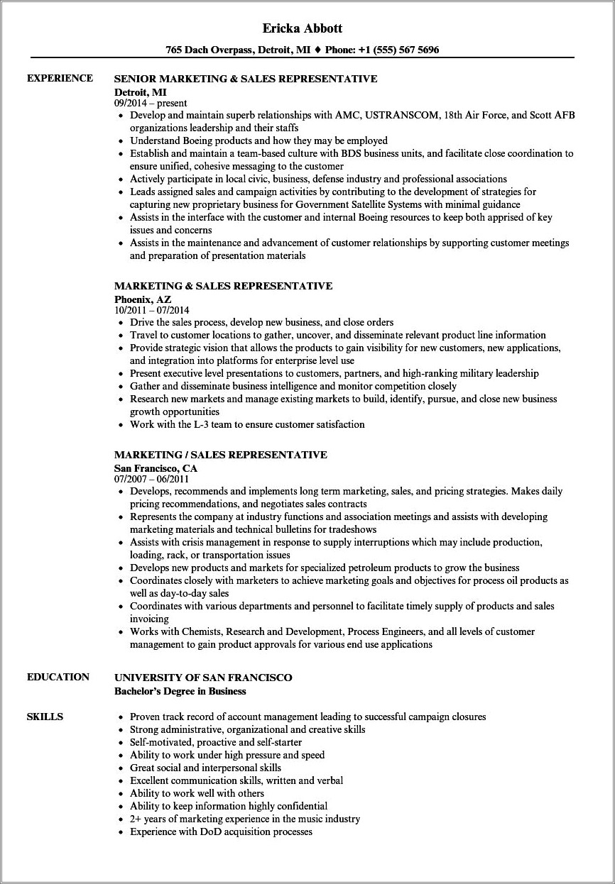 Sample Resume Of Fmcg Sales Executive