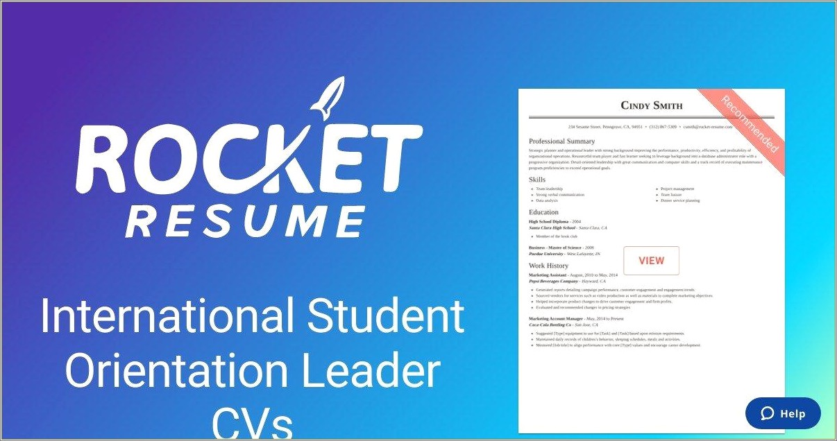 Sample Resume Of International Student Director