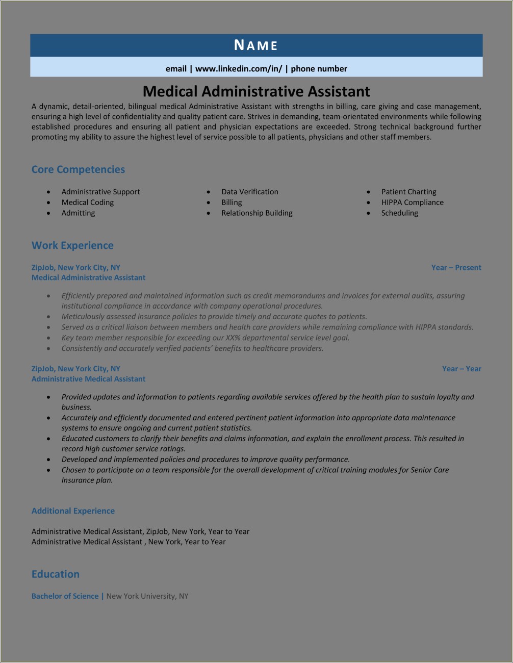 Sample Resume Of Medical Administrative Assistant