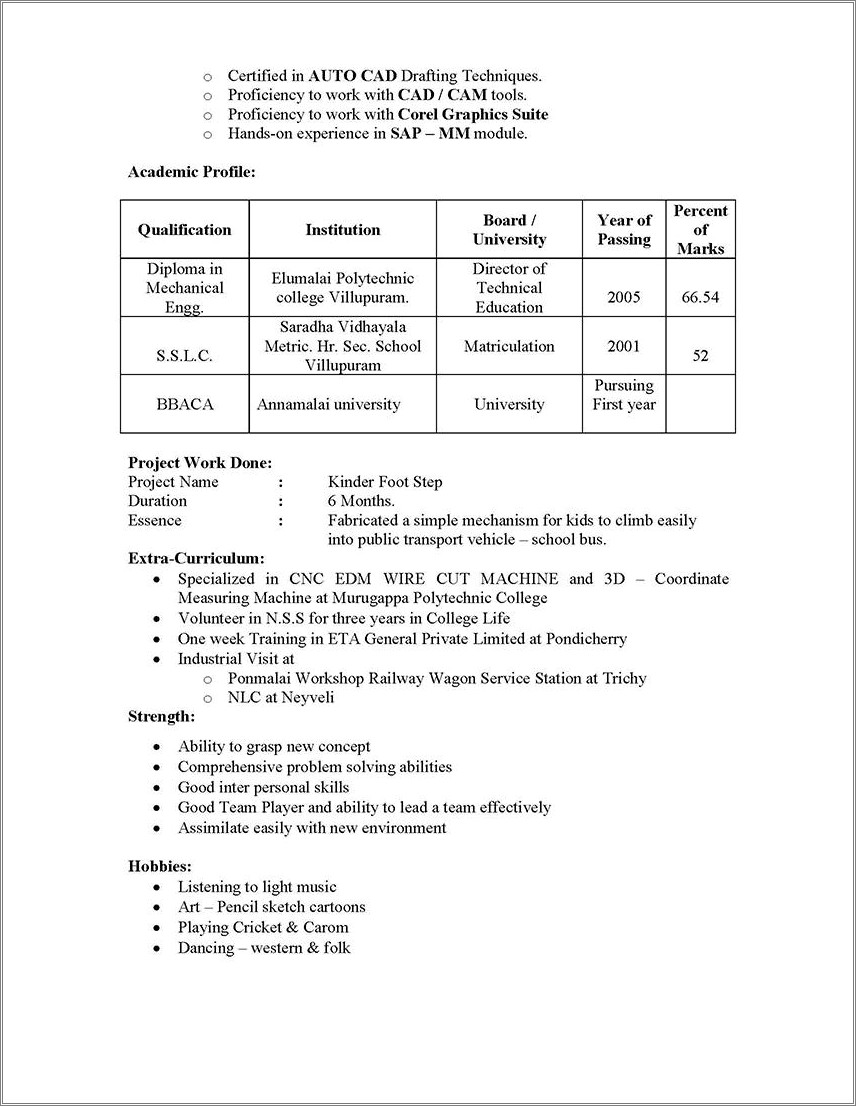 Sample Resume Of Sap Mm Ewm