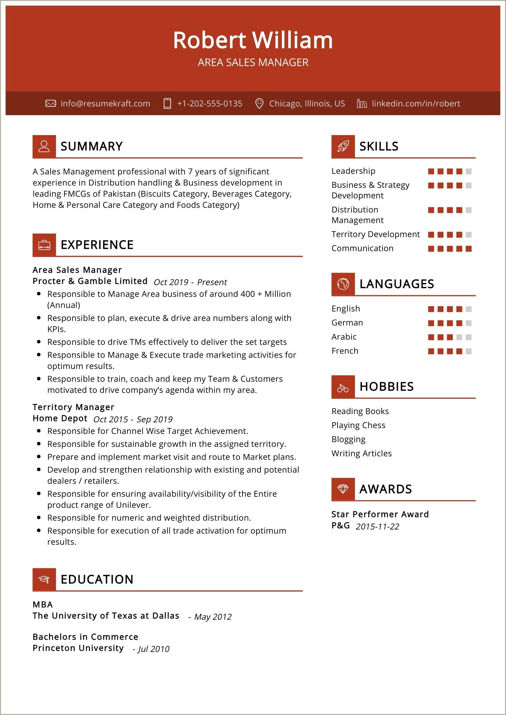 Sample Resume Of Territory Manager Exxonmobil