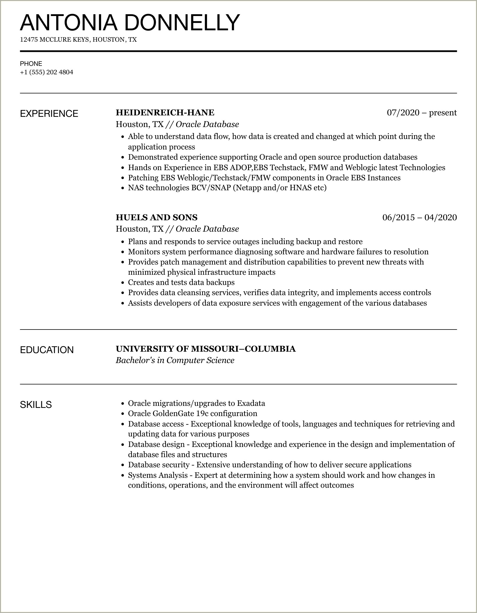 Sample Resume Points With Oracle Asm Volumes