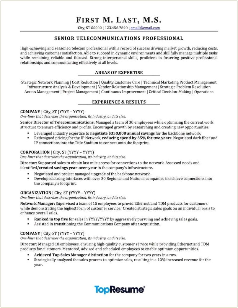 Sample Resume Project Manager Federal Government