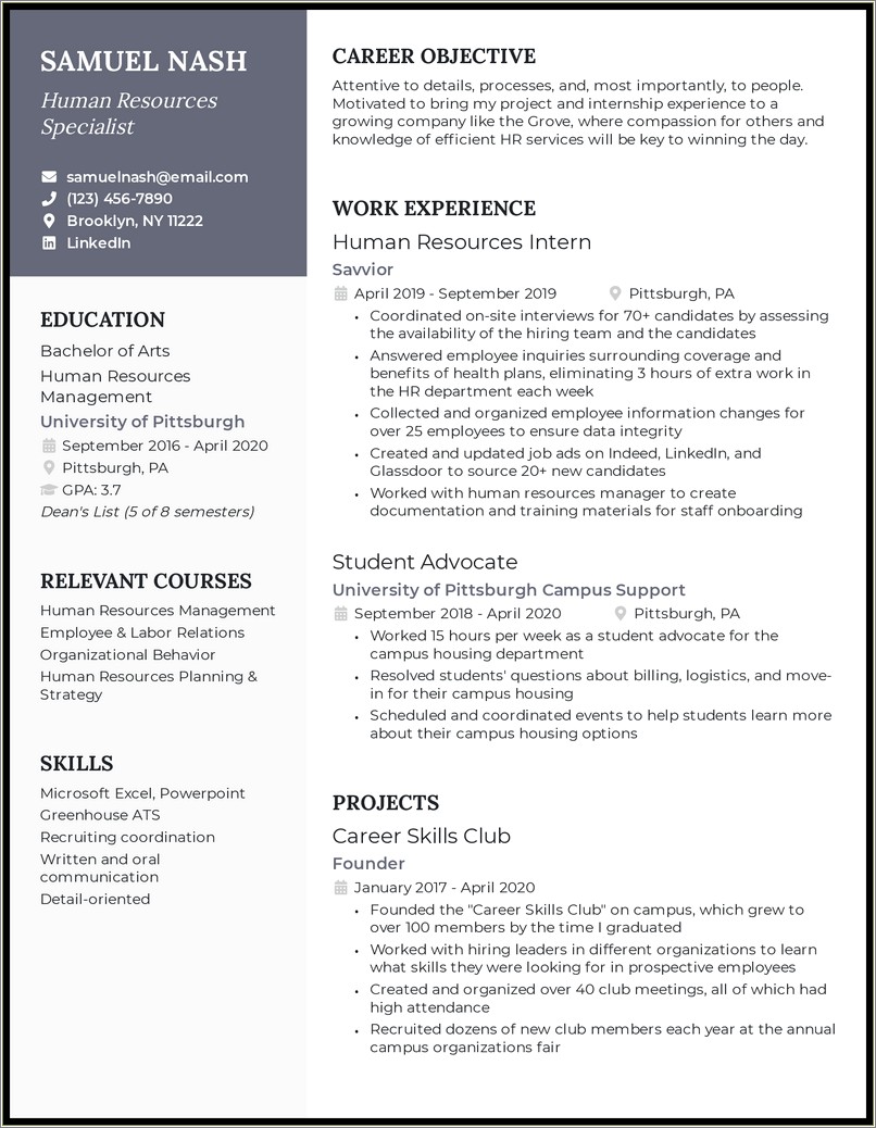 Sample Resume Social Work And Human Resources