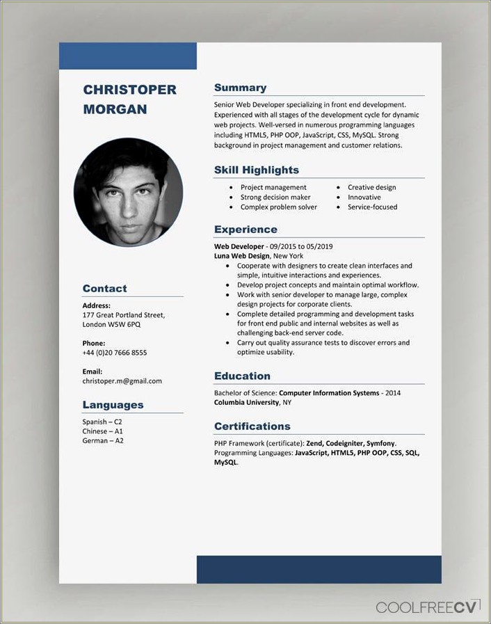 Sample Resume With Application Type Details