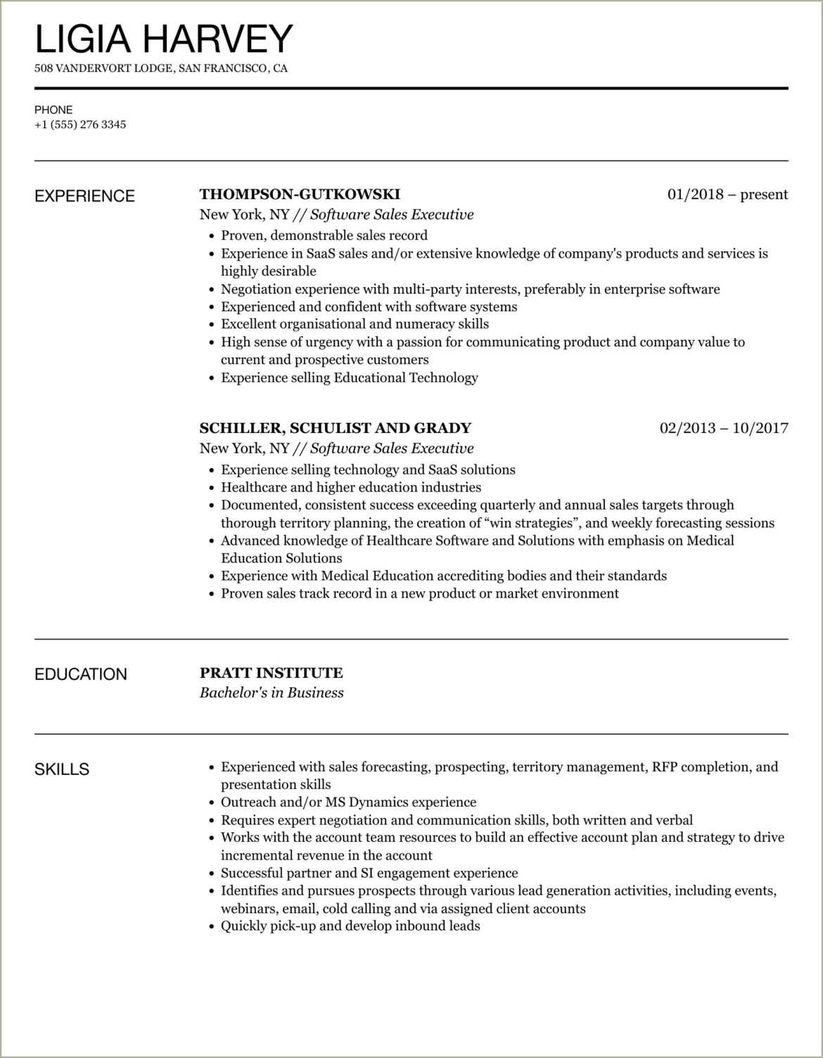 Sample Resume With B2b Saas Experience