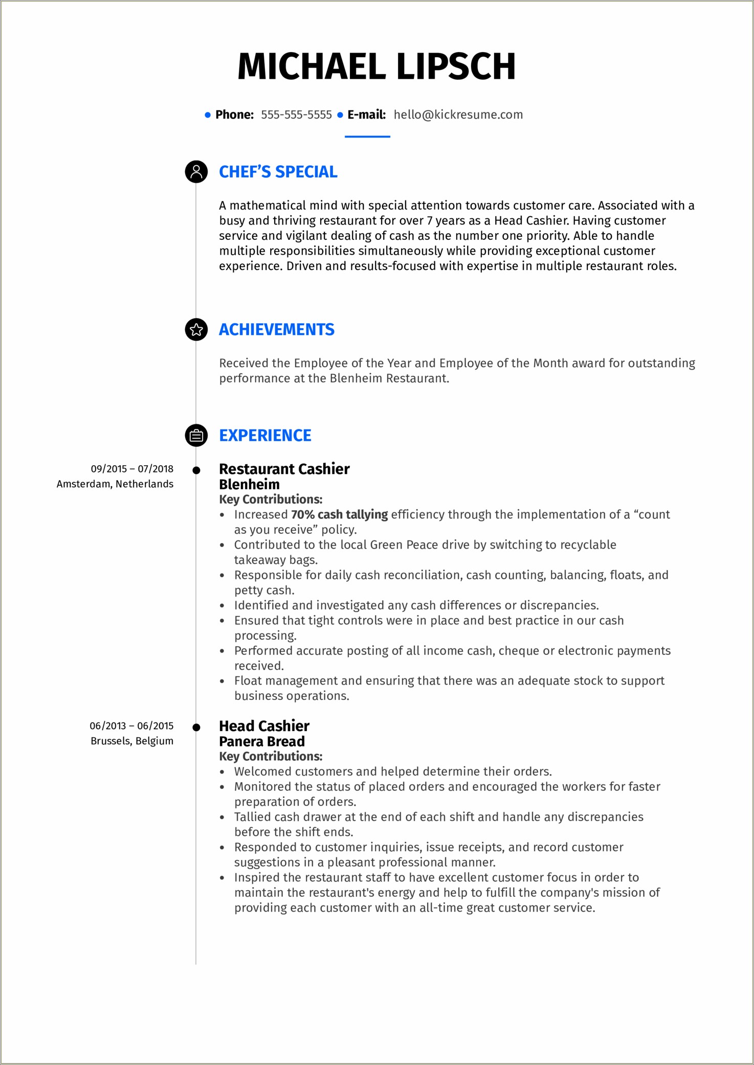 Sample Resume With Fast Food Experience