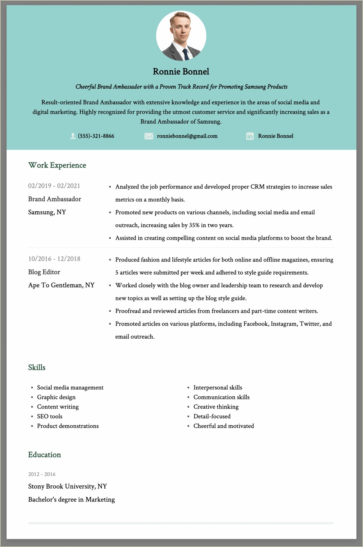 Sample Resume With Height And Weight