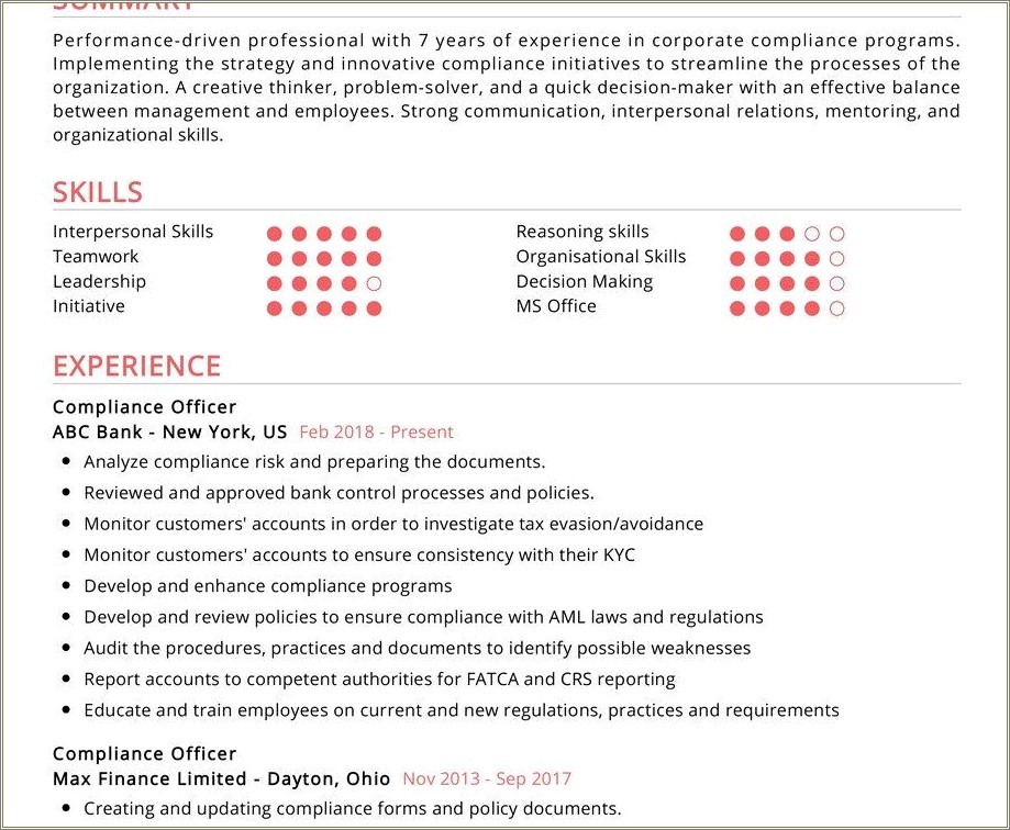 Sample Resume With Ms Office Skills