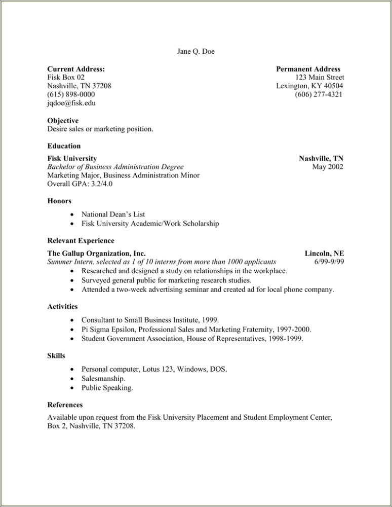 Sample Resume With References Upon Request