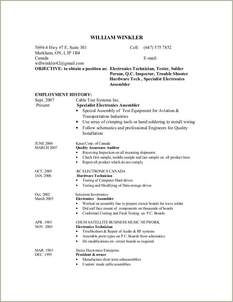 Sample Resumes For A And P Aircraft Mechanic