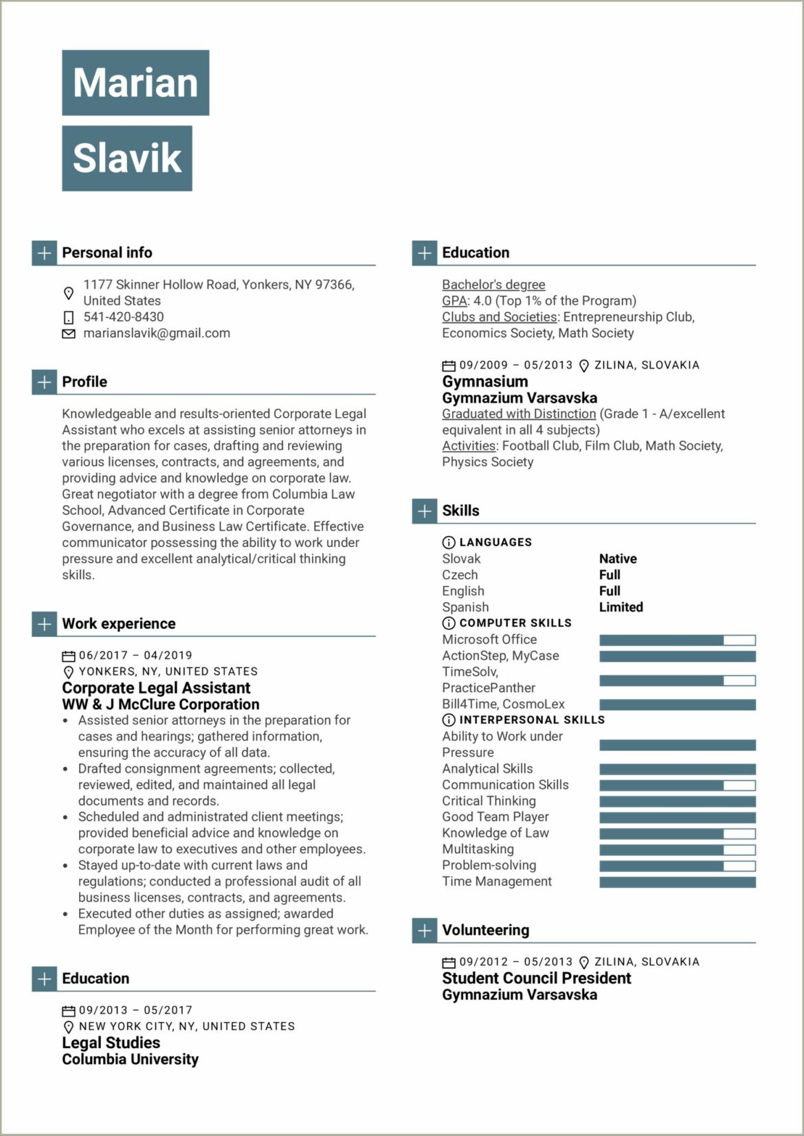 Sample Resumes For A New Paralegal