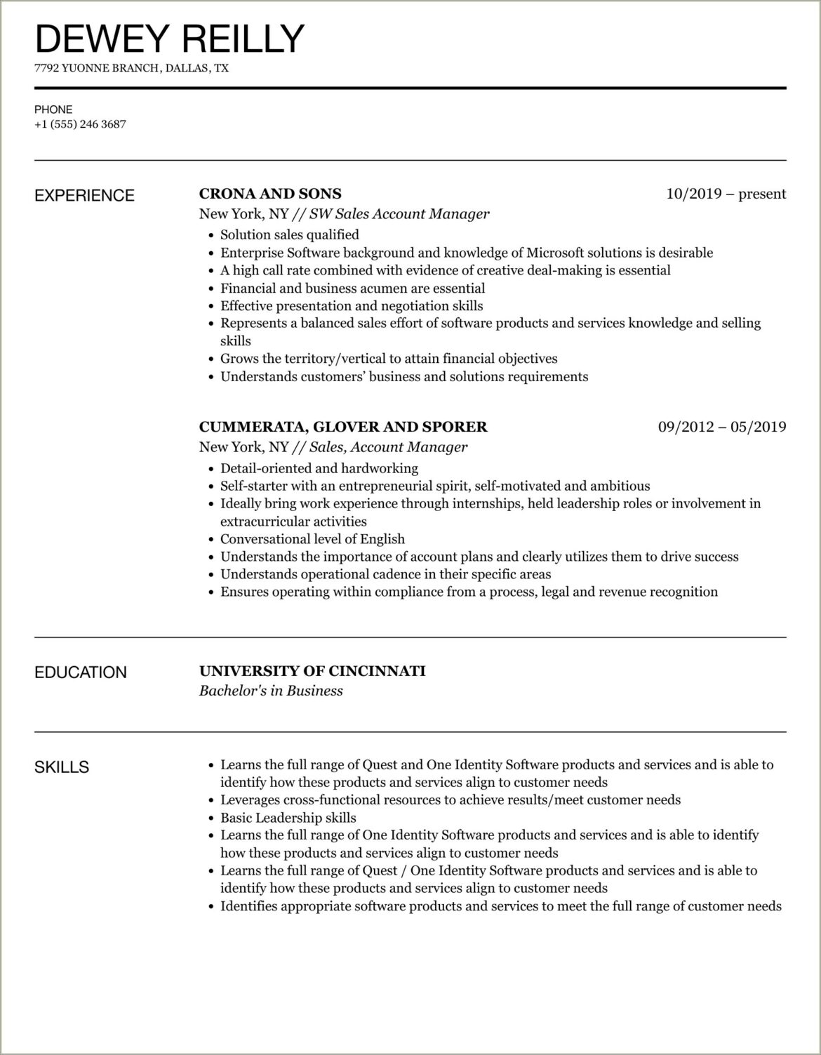 Sample Resumes For Account Managers In Sales