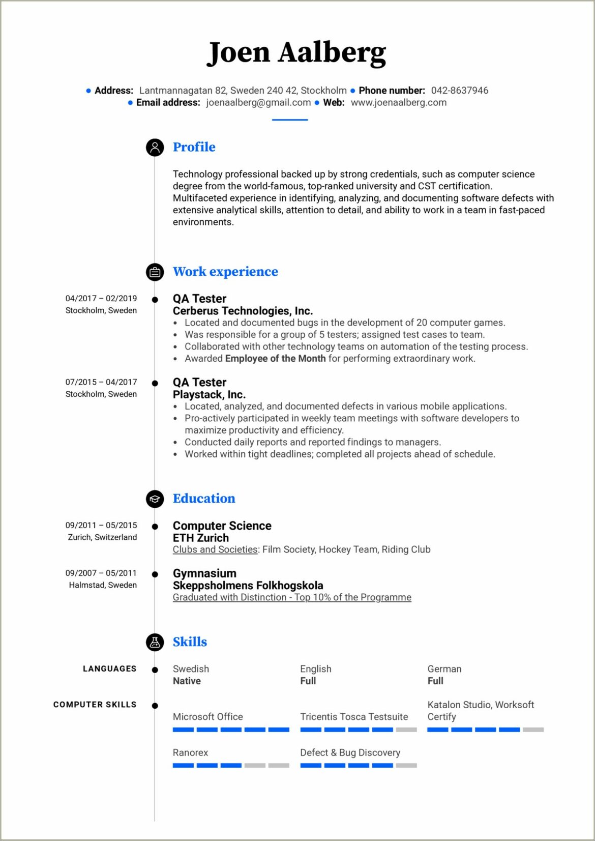 Sample Resumes For Entry Level Qa