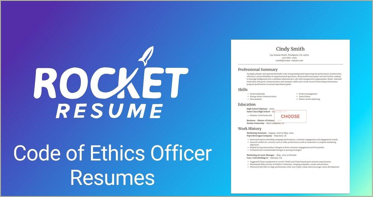 Sample Resumes For Ethics And Compliance Officer