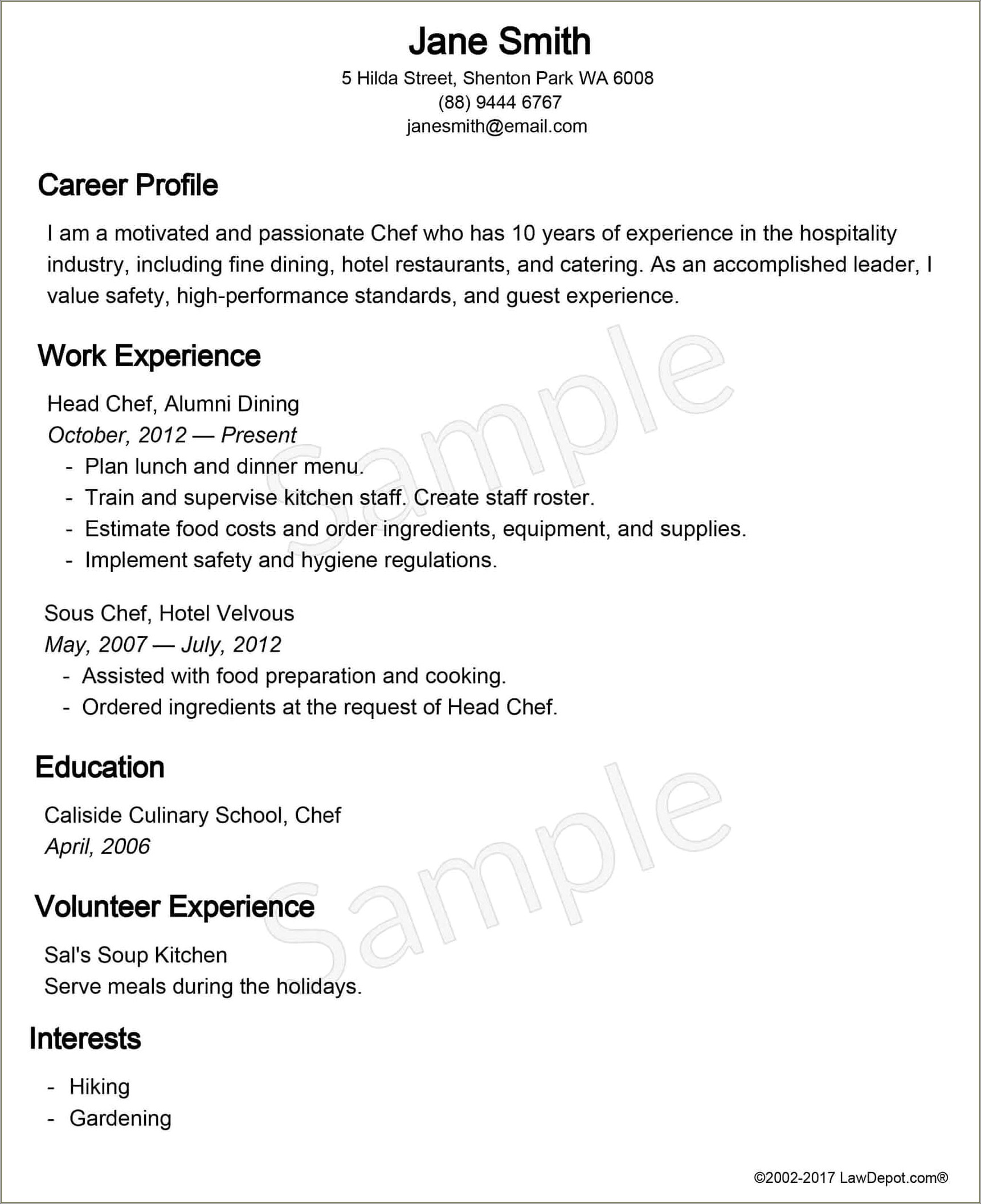 Sample Resumes For Jobs In Australia