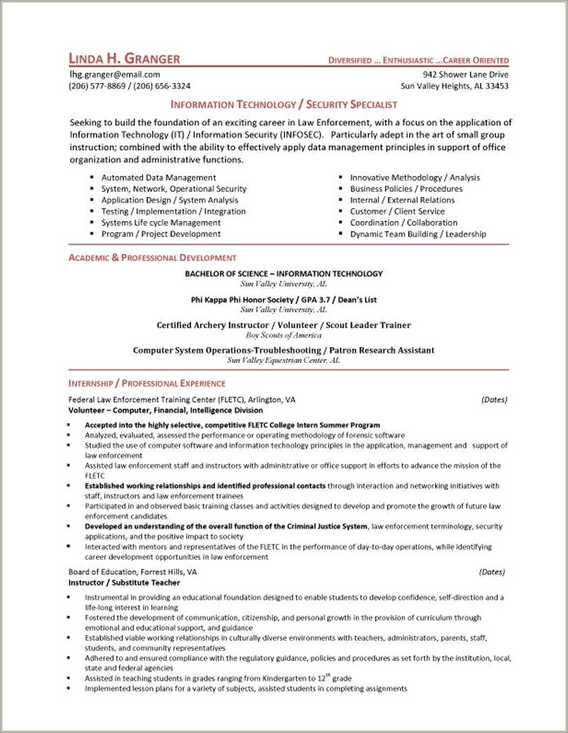 Sample Resumes For Phd For Information Technology