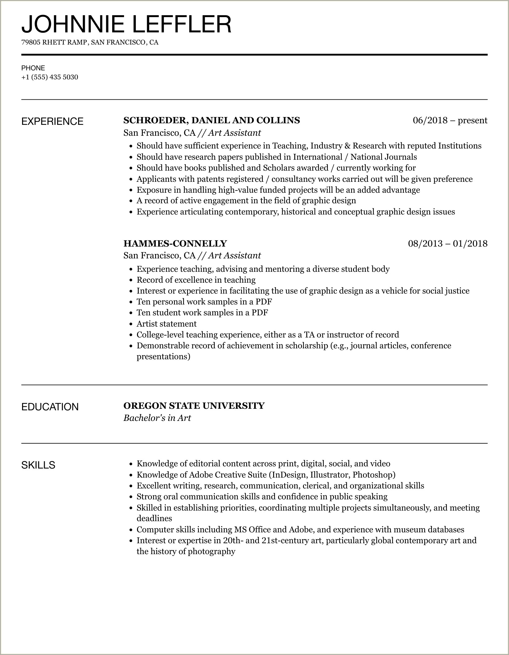 Sample Resumes Of A Rap Artist Assistant