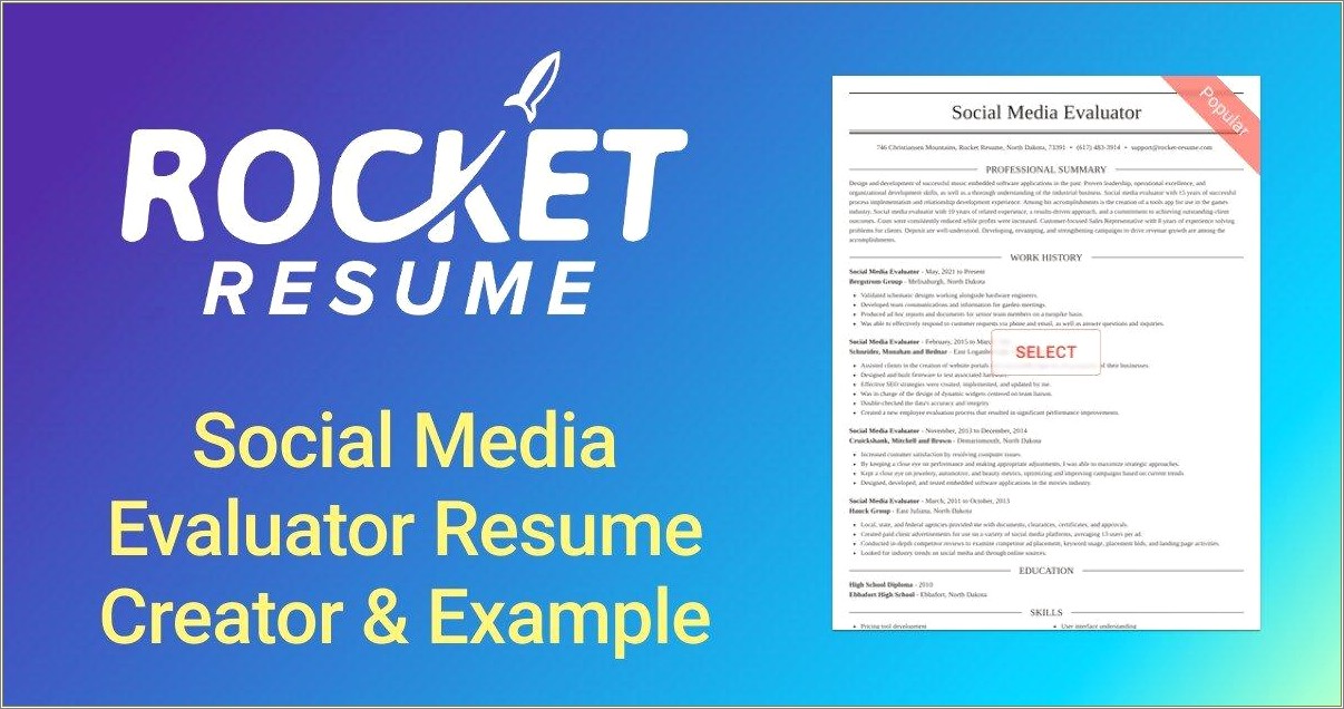 Sample Resumes Of Social Media Evaluator