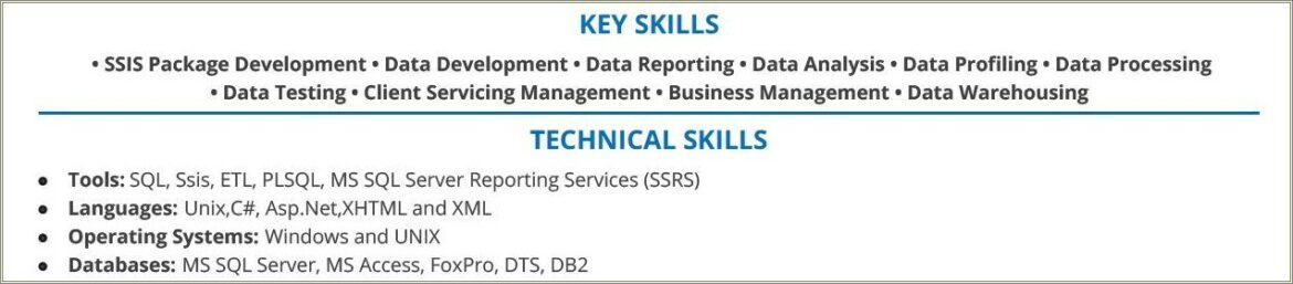 Sample Resumes On Ssis Ssrs Ssas