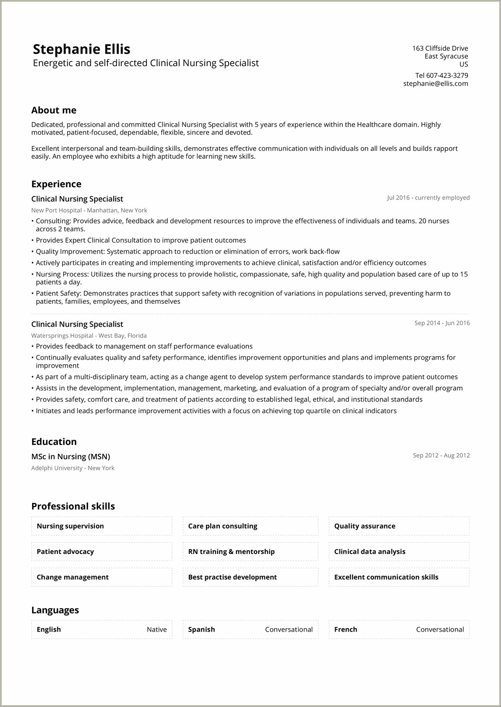 Sample Resumes School Of Education Syracuse University