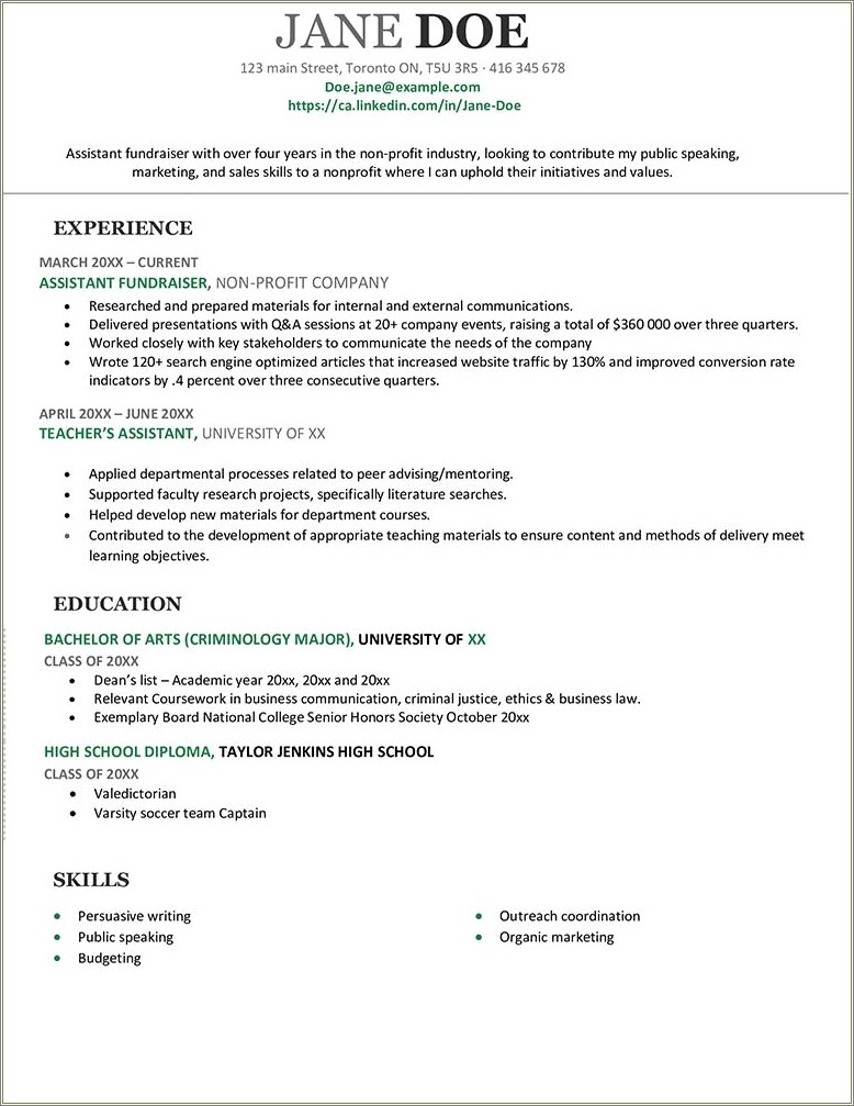 Sample Skills For High School Resume