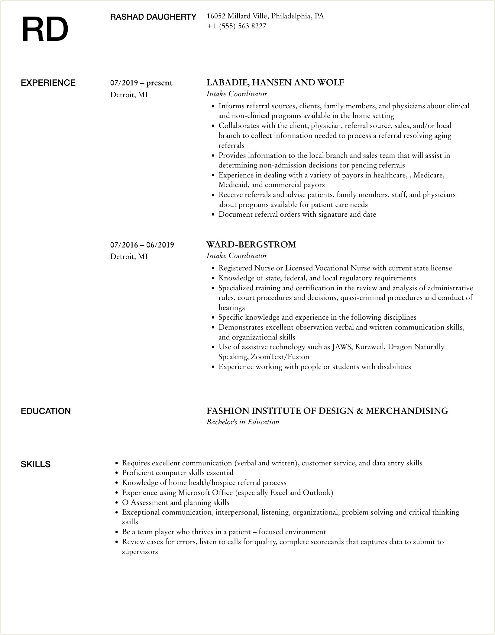 Sample Summary For Legal Intake Coordinator Resume