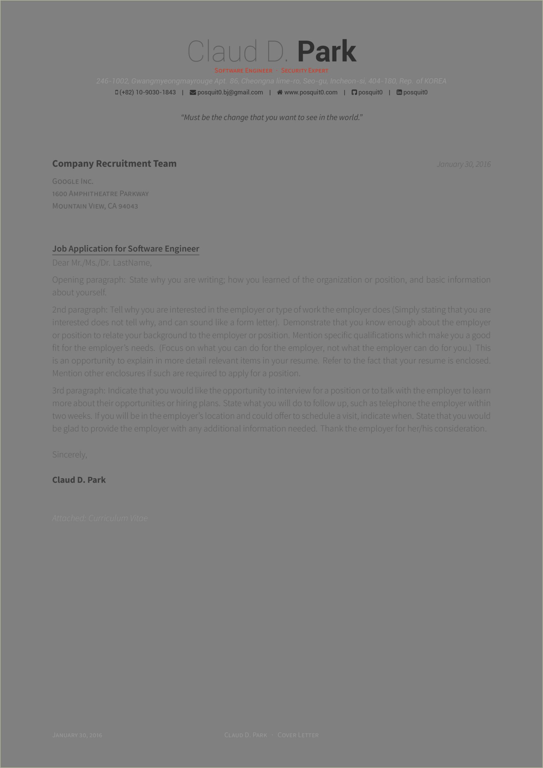 Sample Template Cover Letter For Resume