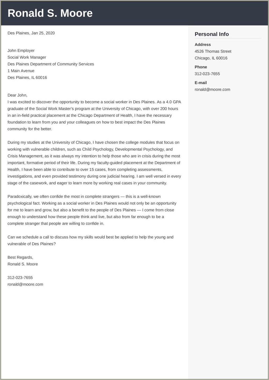 Sample Va Social Worker Cover Letter For Resume